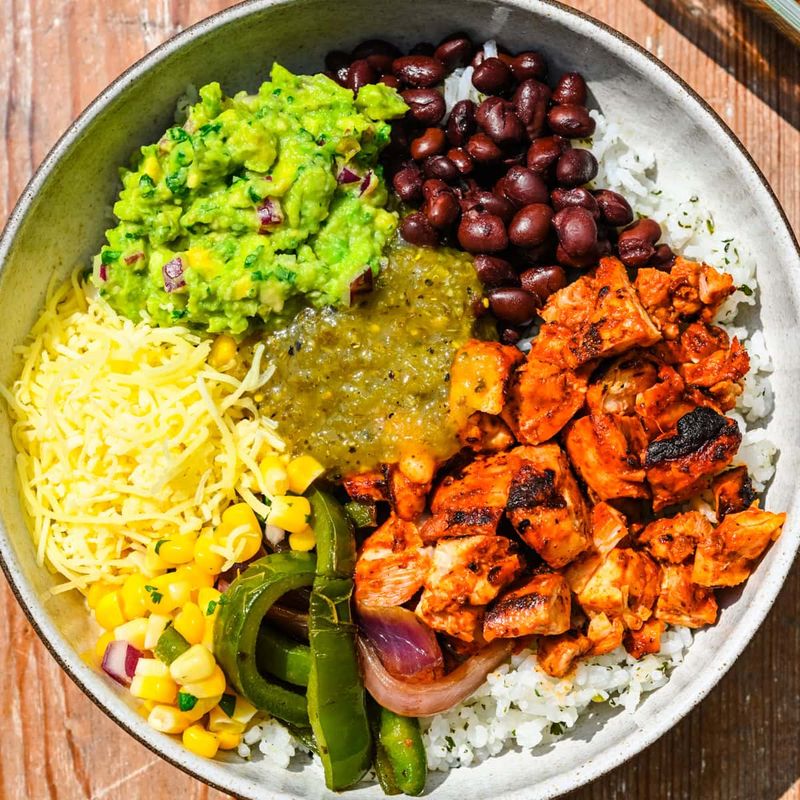 Microwaveable Chicken Burrito Bowls