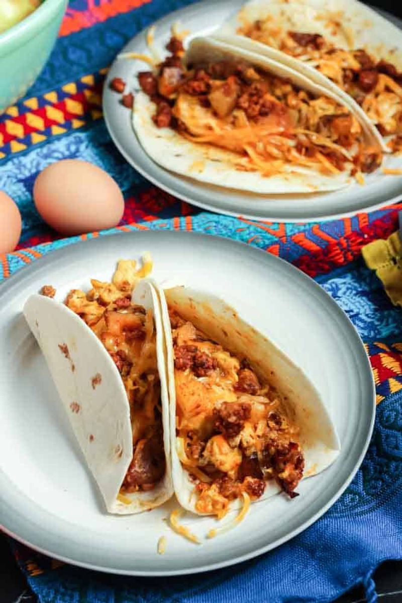 Texas – Breakfast Taco with Chorizo, Egg, Potatoes, and Salsa Verde