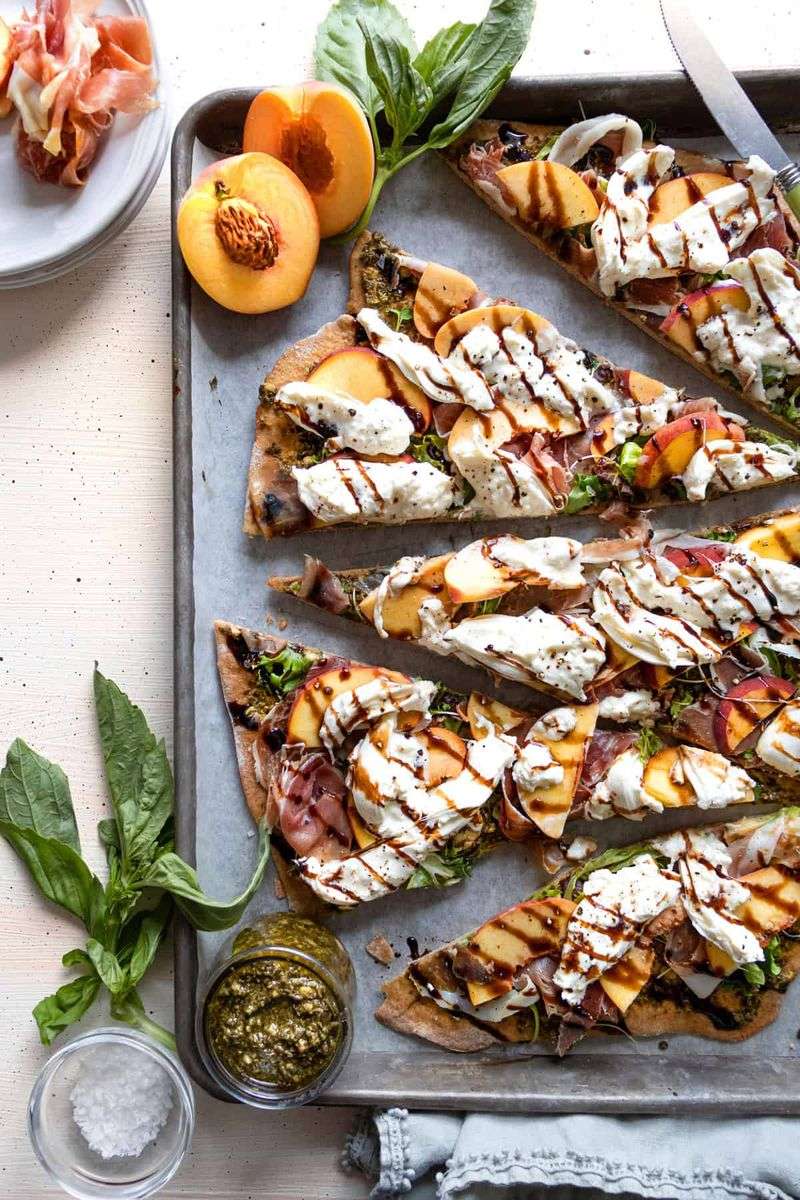 Grilled Peach and Prosciutto Flatbread