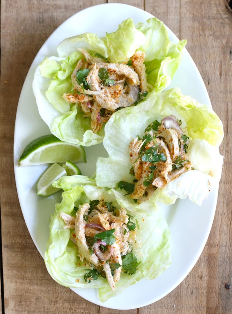 Papaya Chicken Lettuce Wraps