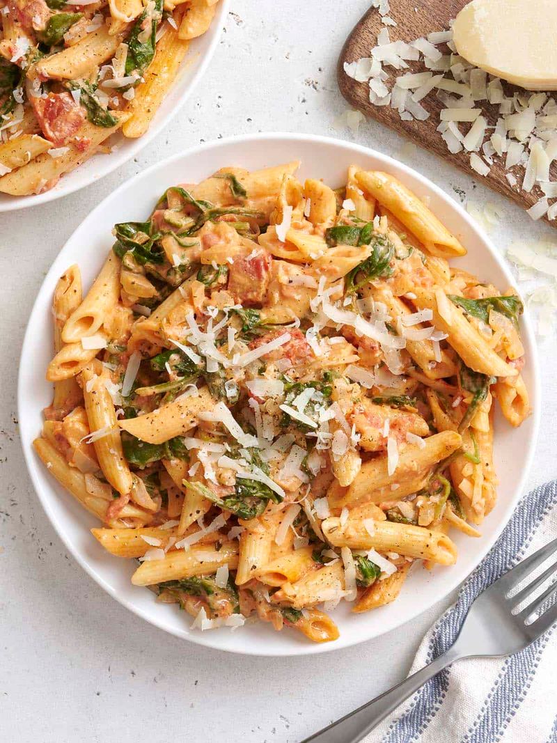 Creamy Tomato Spinach Penne
