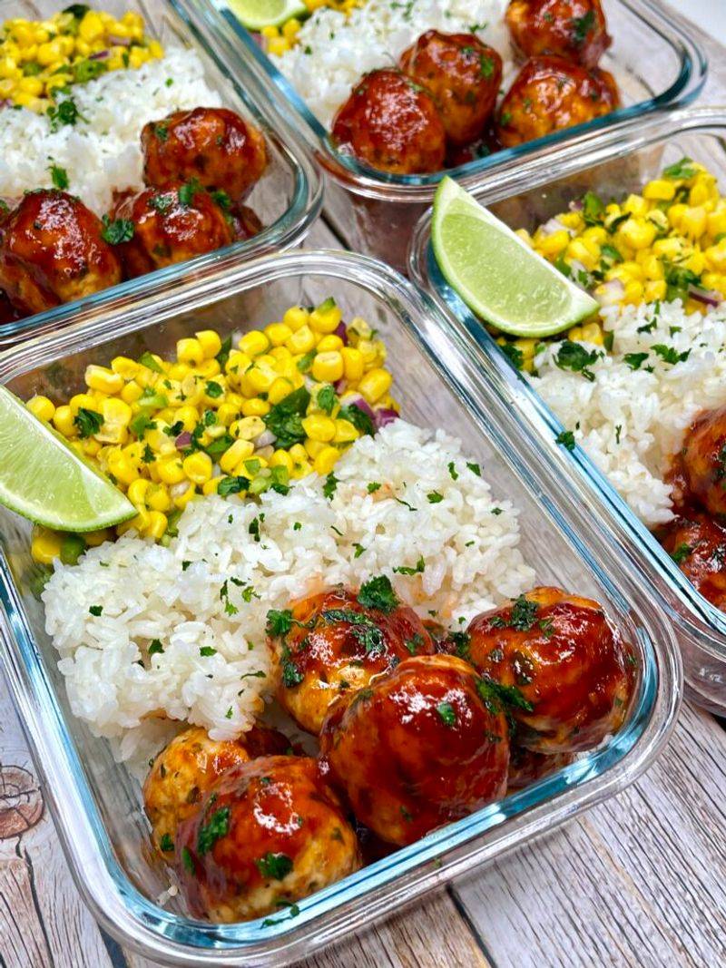 Baked Turkey Meatballs with Rice