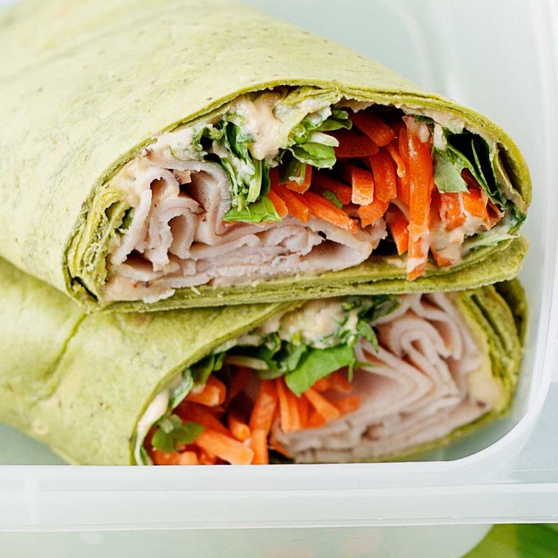 Turkey & Hummus Wrap with Veggies