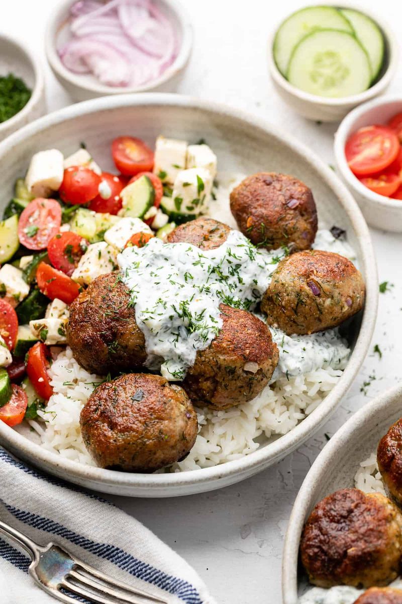 Greek Turkey Meatballs with Tzatziki