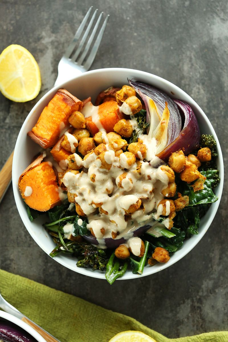 Roasted Sweet Potato and Chickpea Bowls