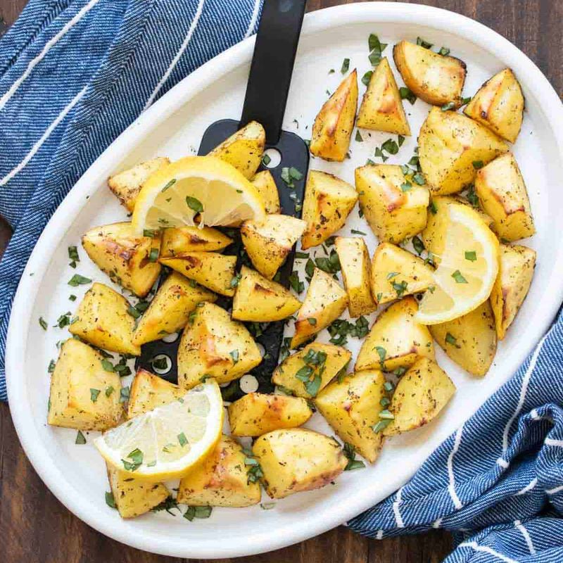 Steamed Potatoes with Mint and Lemon