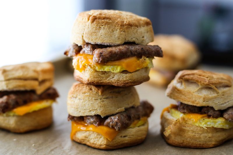 West Virginia – Biscuit with Sausage Patty, Fried Egg, and Cheddar from Tudor’s Biscuit World