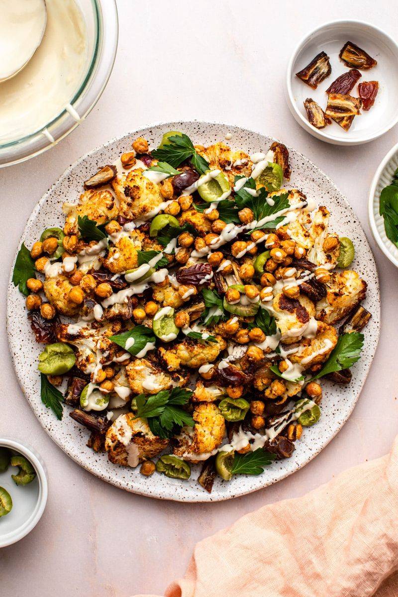 Cauliflower & Chickpea Salad with Tahini Dressing