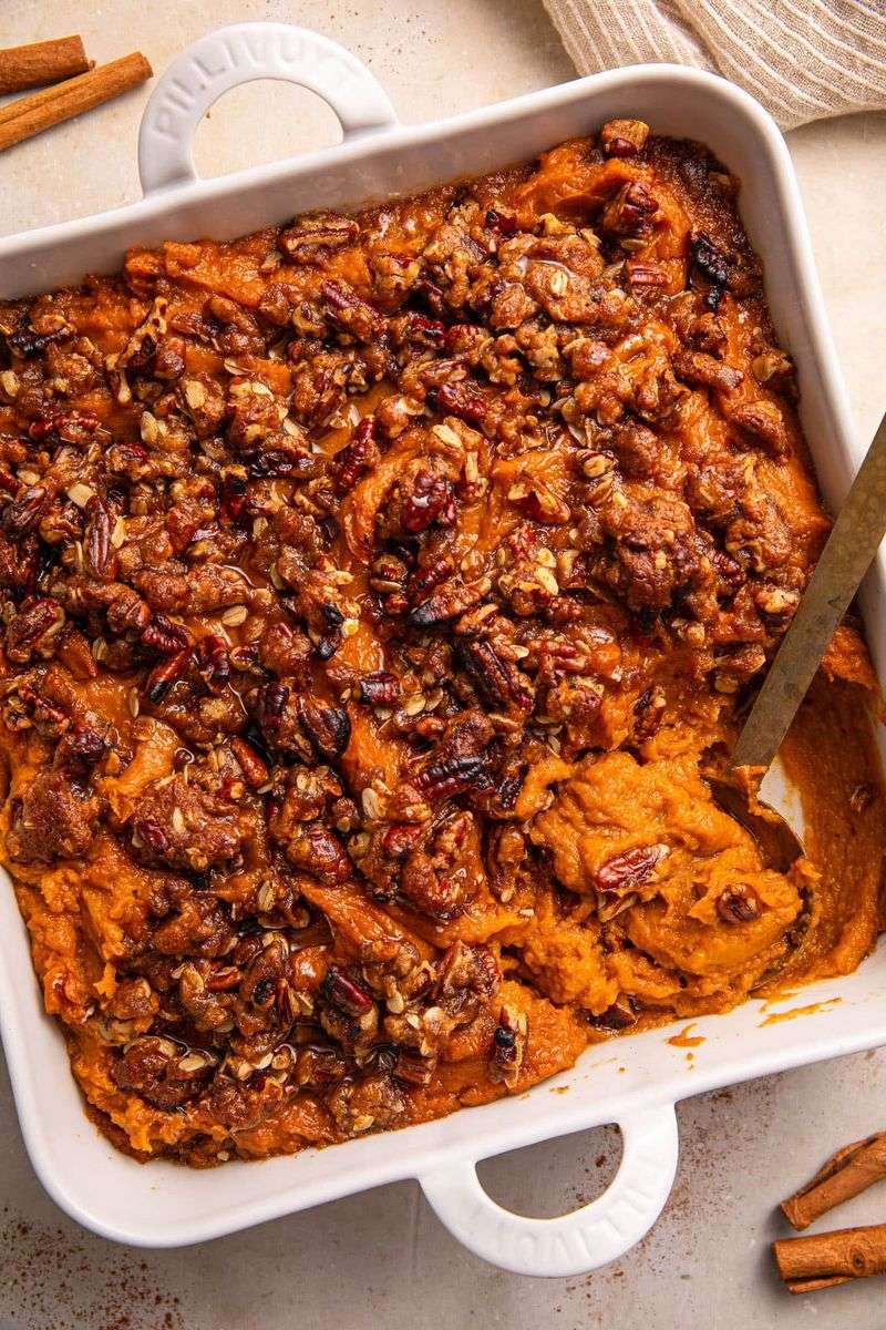 Sweet Potato Casserole with Pecan Crumble
