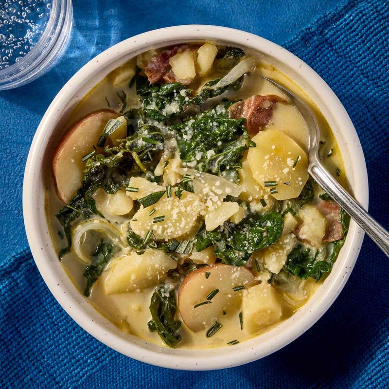 Potato and Kale Soup with Garlic Base