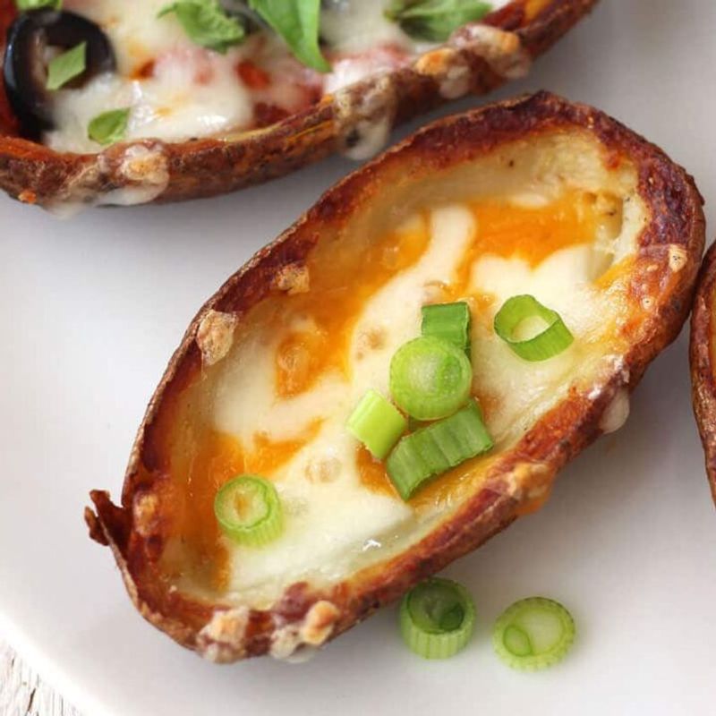 Crispy Potato Skins with Greek Yogurt Topping