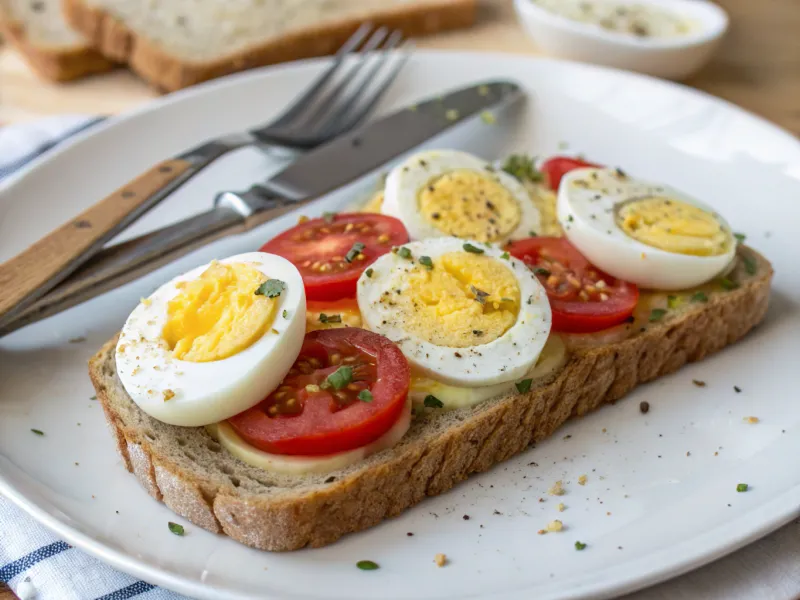 Sliced Egg and Tomato Sandwich