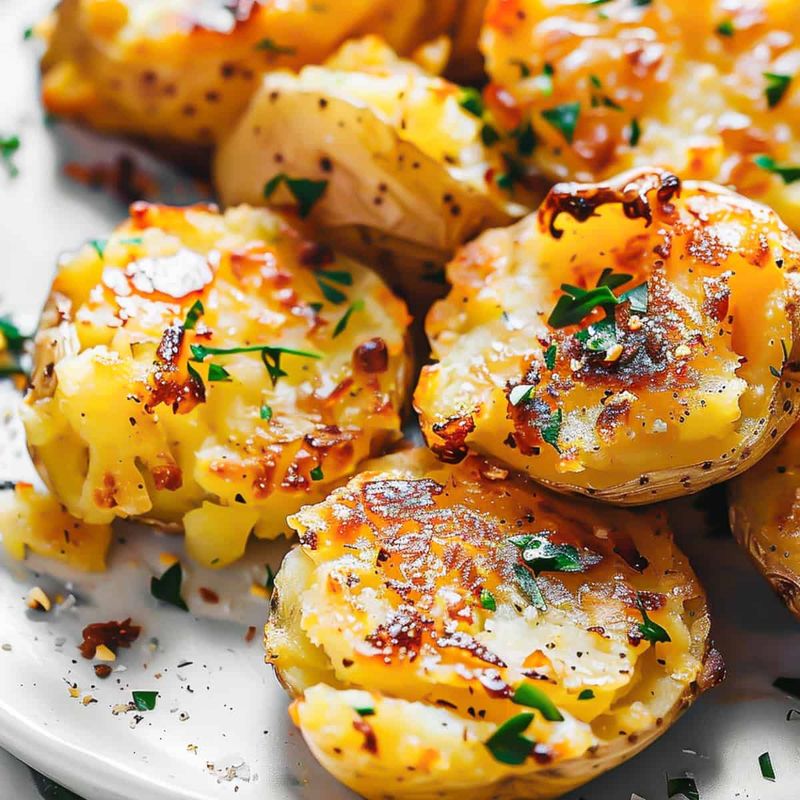 Crispy Smashed Potatoes with Garlic and Parsley