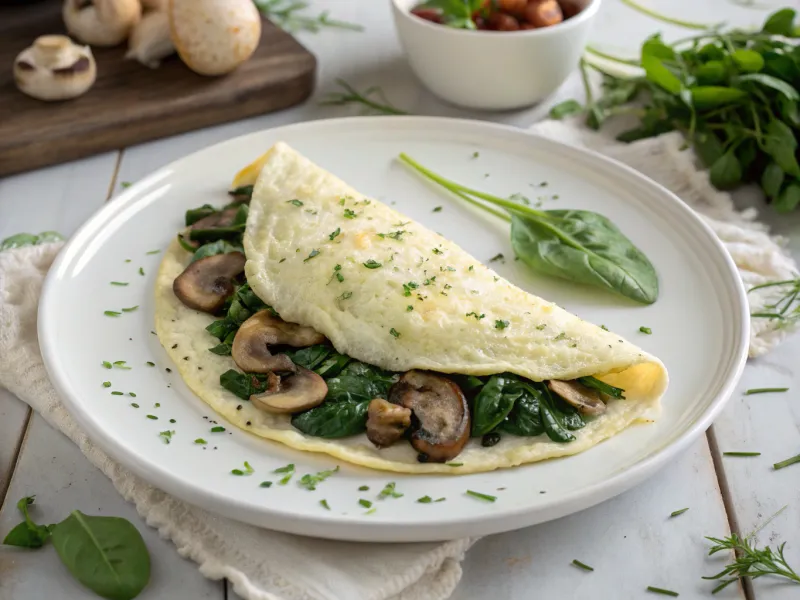 Spinach and Mushroom Egg White Omelet
