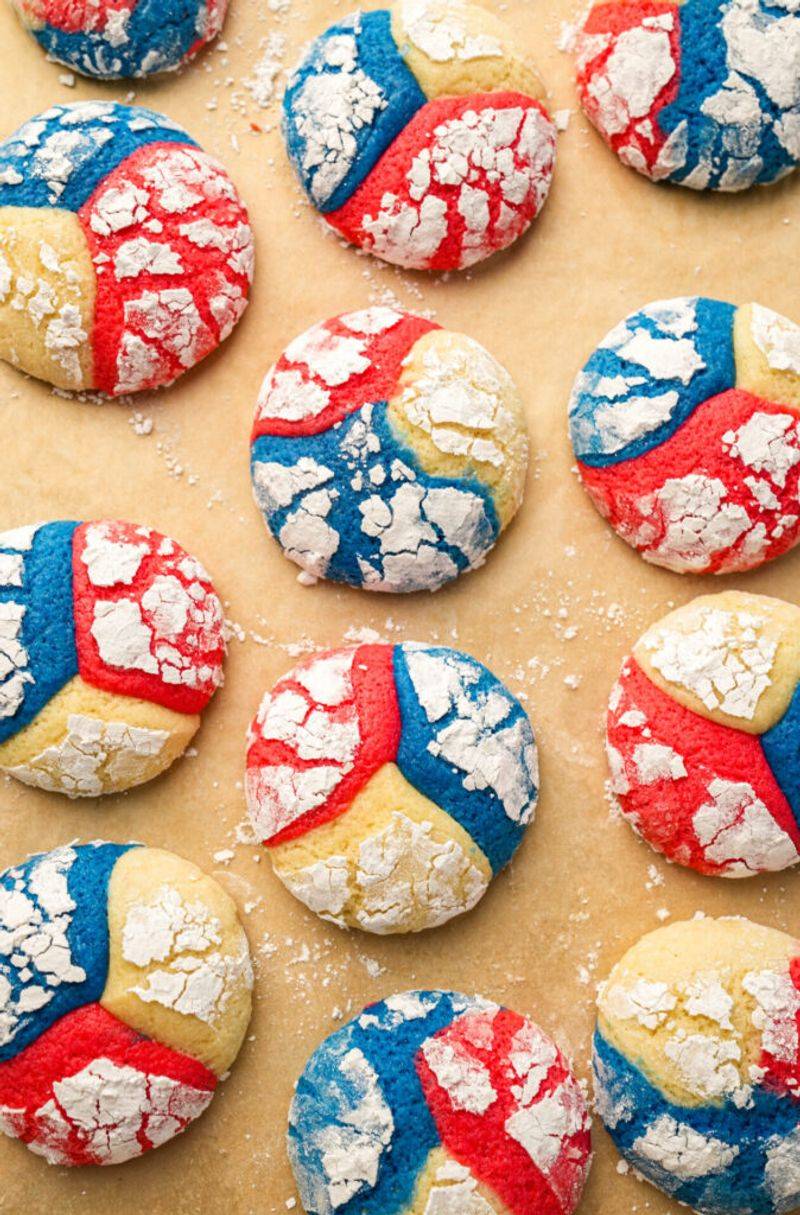 Red, White & Blue Crinkle Cookies