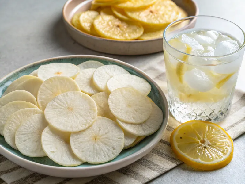 Daikon Chips with Yuzu Soda