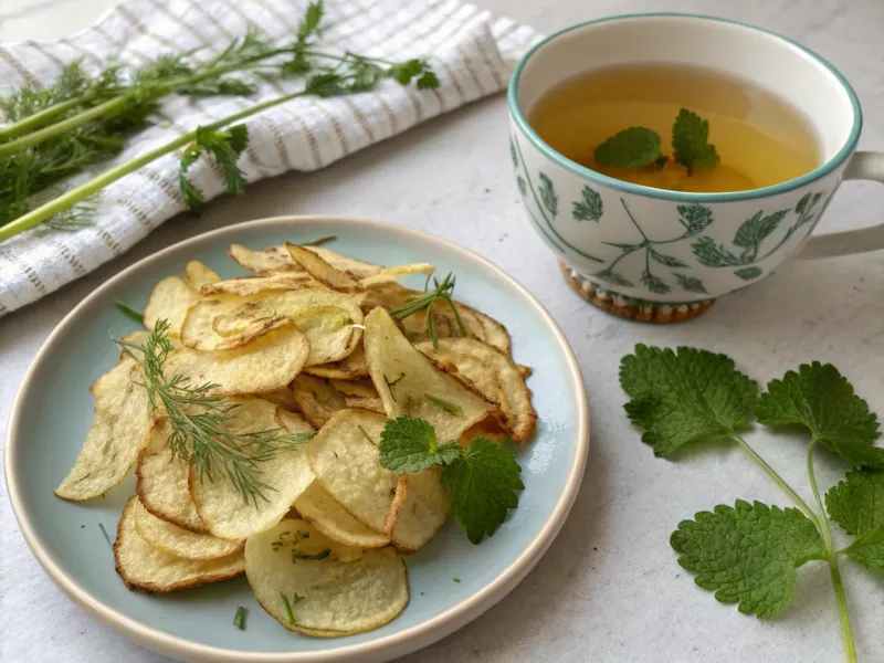 Fennel Chips with Lemon Balm Tea