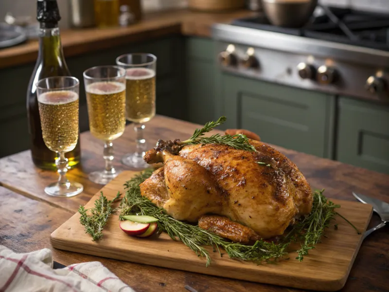 Sparkling Apple Cider and Herb Roasted Chicken