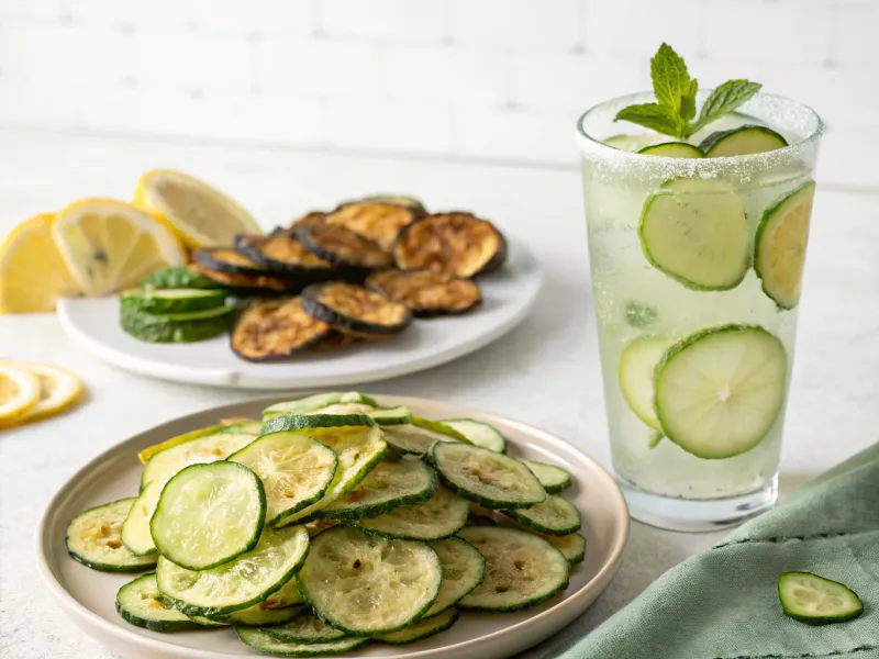 Zucchini Chips with Cucumber Lemonade