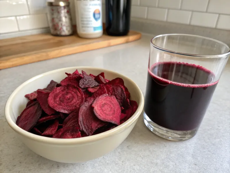 Beet Chips with Pomegranate Juice
