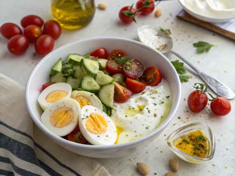 Greek Yogurt Breakfast Bowl with Eggs