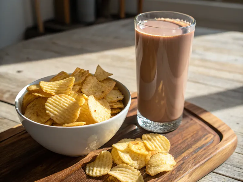 Classic Potato Chips with Chocolate Milk