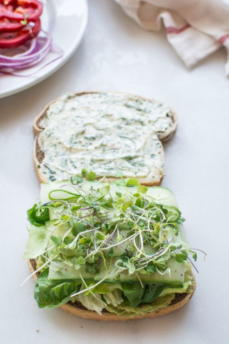 Layer with Greens and Fresh Herbs