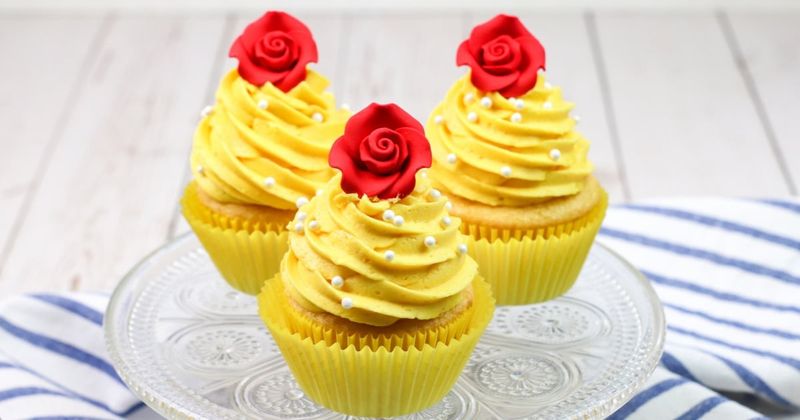 Belle’s Enchanted Rose Cupcakes