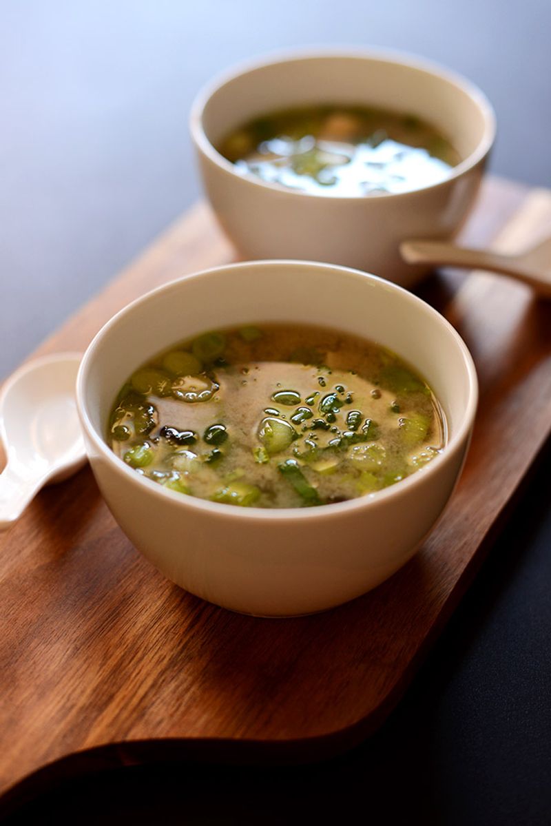 Miso Soup with Tofu, Mushrooms, and Greens