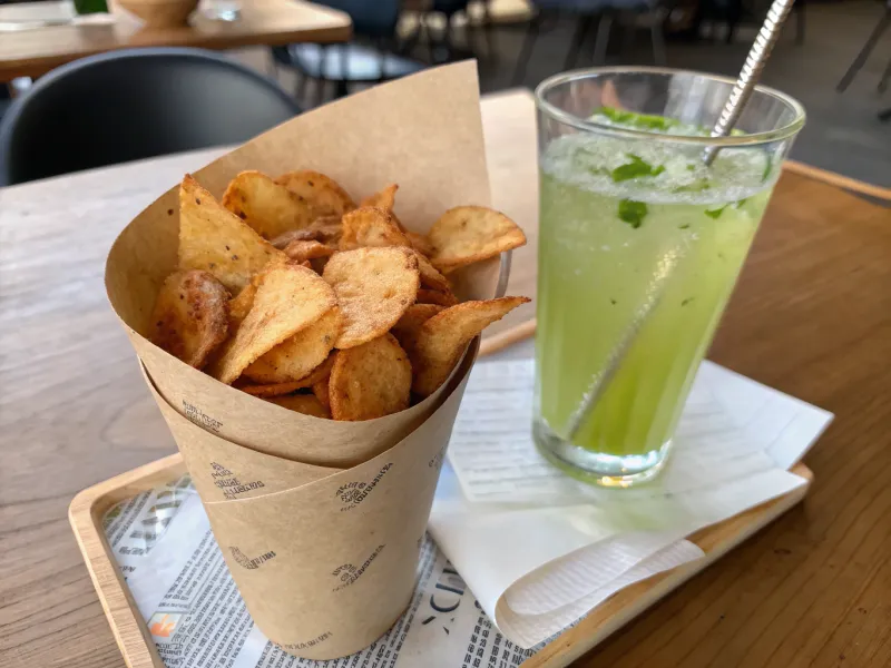 Potato Chips and Mint Lemonade from India
