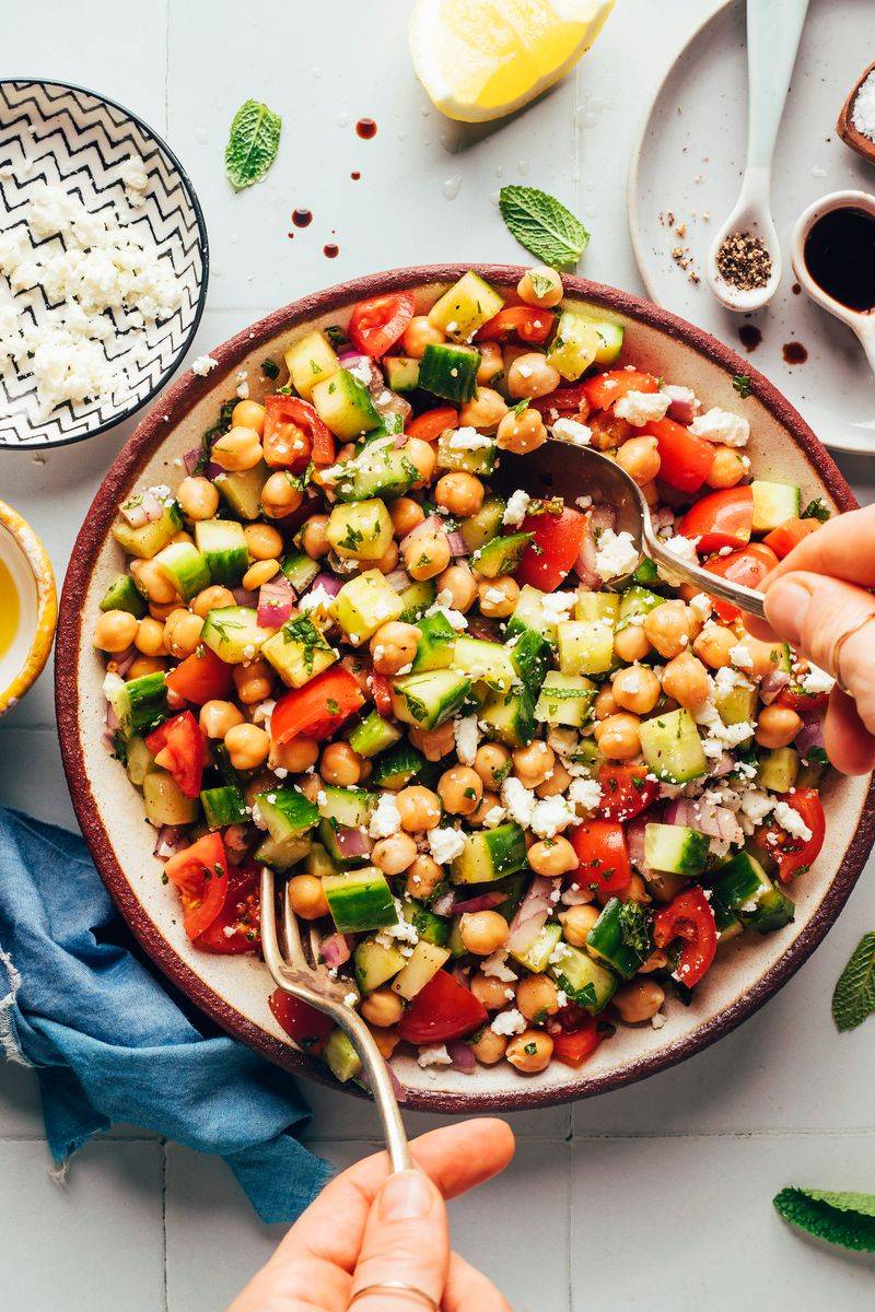 Chickpea and Cucumber Salad with Feta
