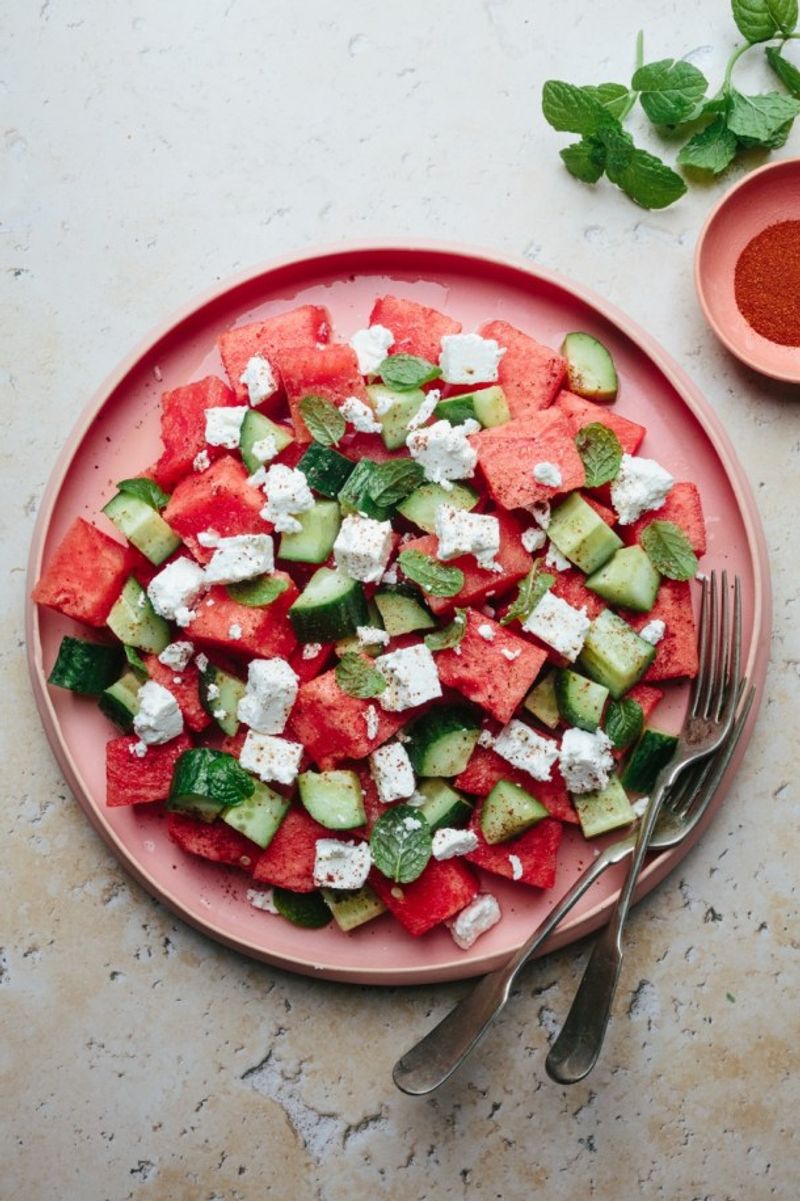 Melon, Cucumber & Feta Salad
