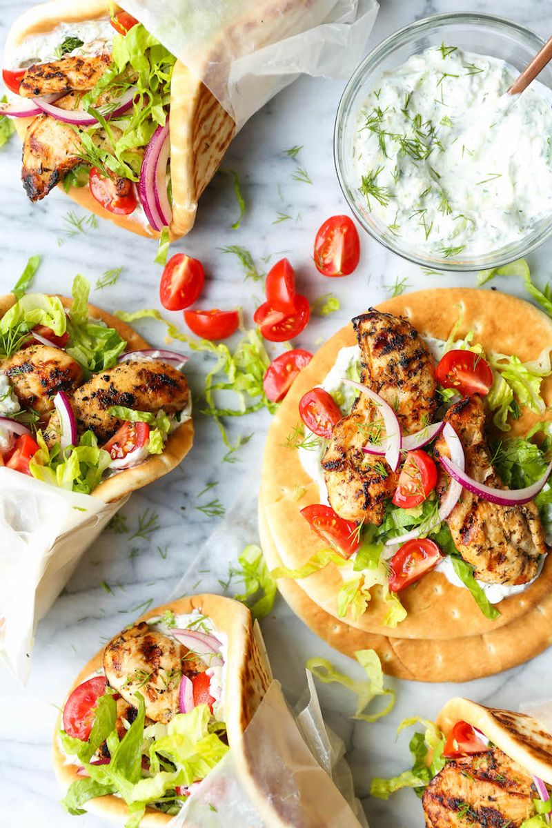 Grilled Chicken Gyros with Tzatziki