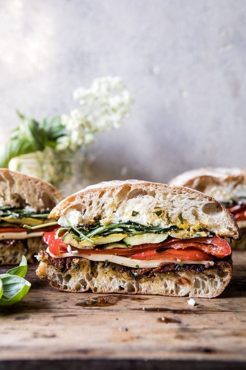 Grilled Veggie Sandwiches with Pesto
