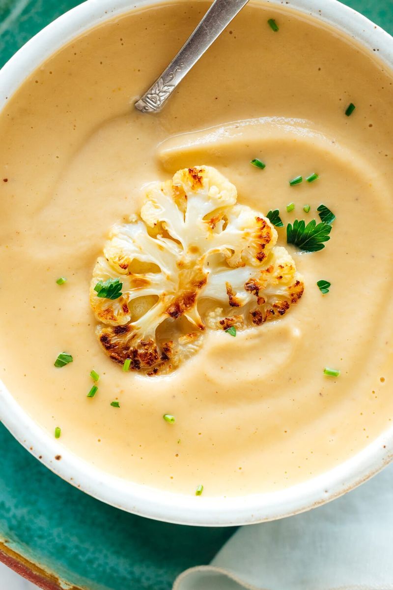 Cut cream soups with broth or pureed veggies