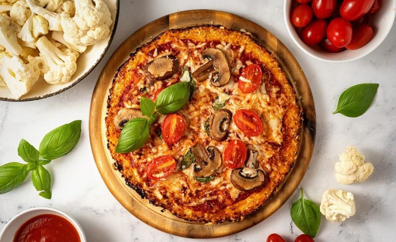 Cauliflower Crust Pizza with Veggie Toppings