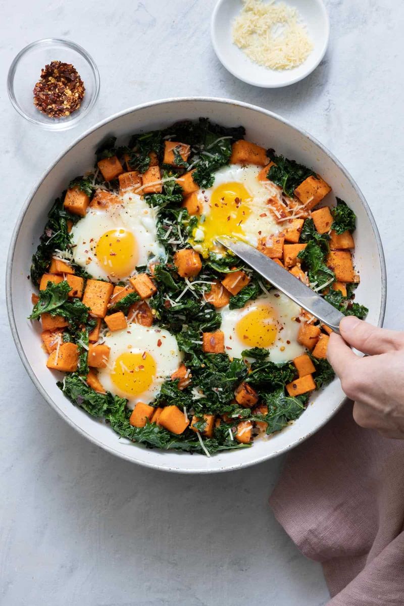 Sweet Potato and Kale Hash with Eggs