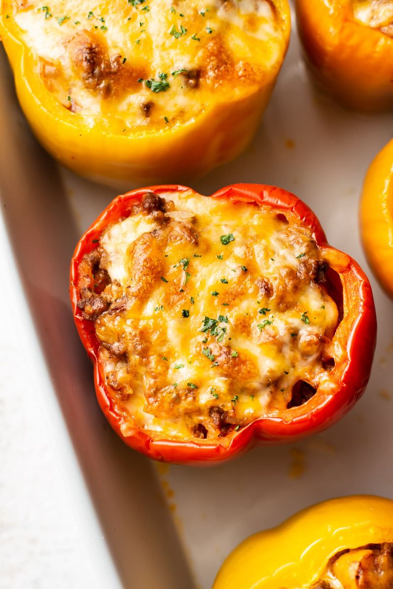 Stuffed Bell Peppers With Ground Beef and Rice