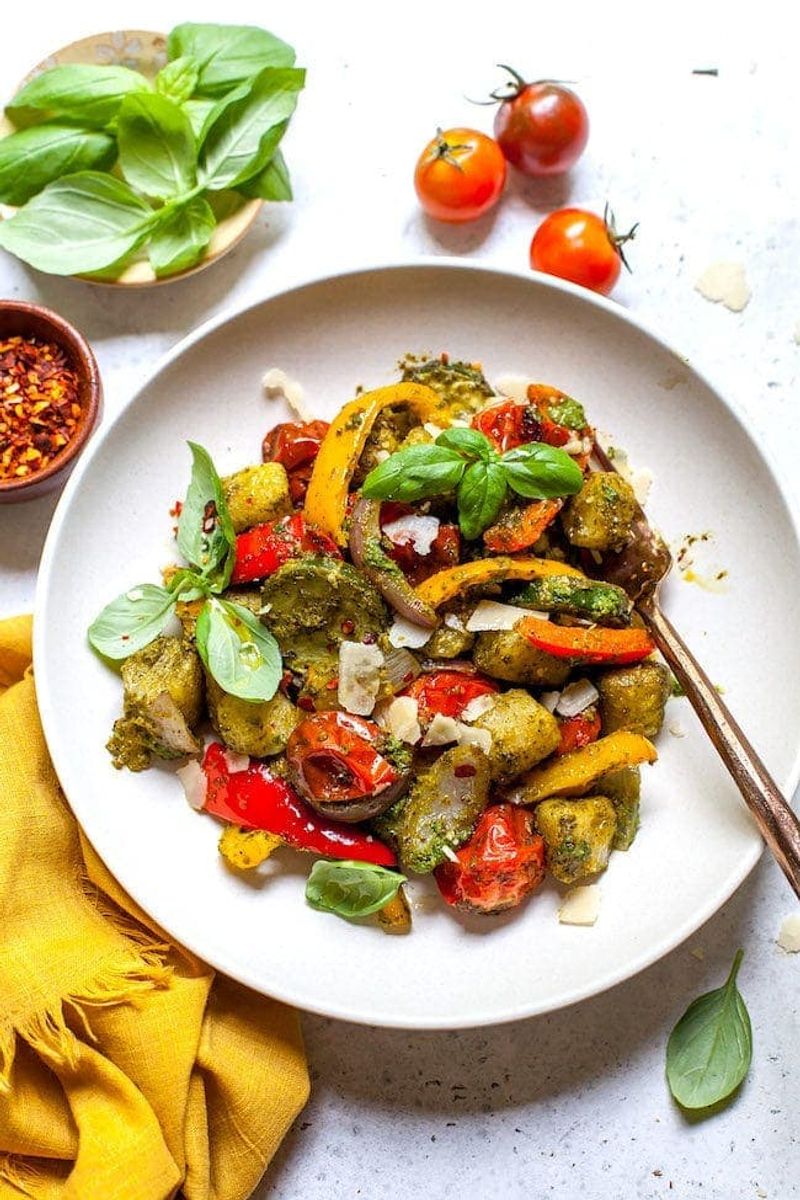 Pesto Gnocchi with Roasted Veggies