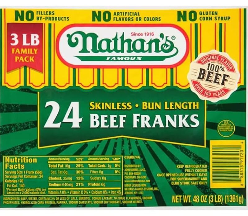 Nathan’s Famous Skinless Beef Franks