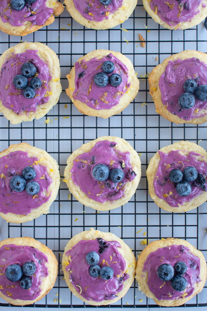 Lemon Sugar Cookies with Blueberry Glaze