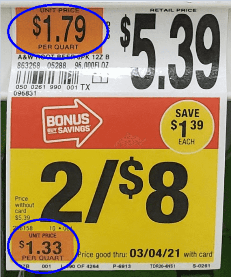 Compare Unit Prices (Not Just Shelf Prices)