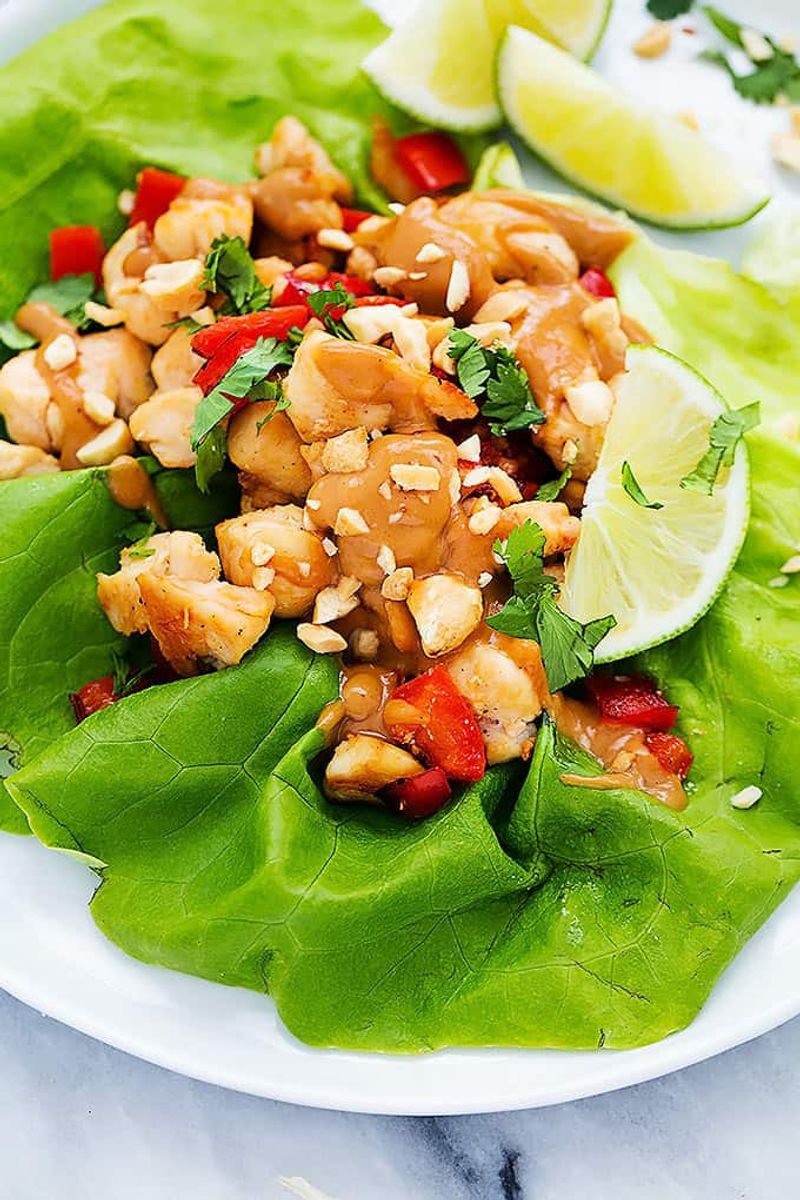 Thai Peanut Chicken Lettuce Wraps