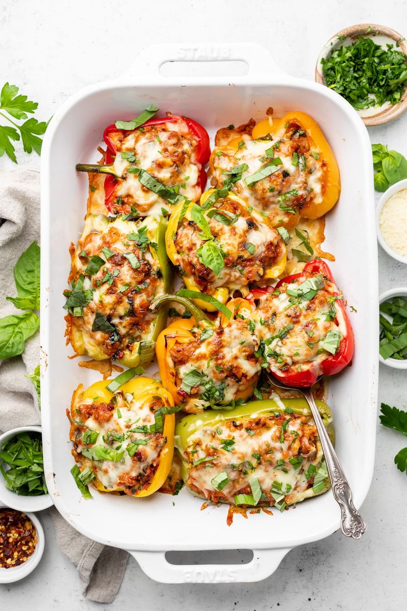 Turkey & Spinach Stuffed Peppers