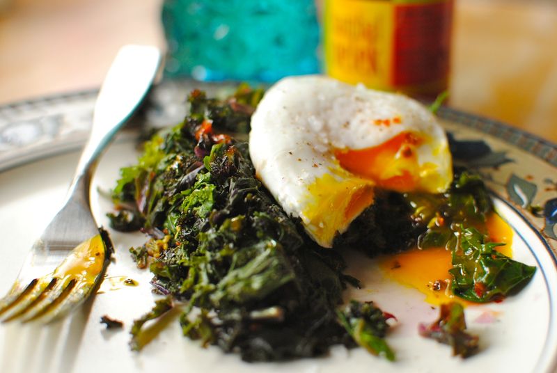 Poached Eggs over Sautéed Greens