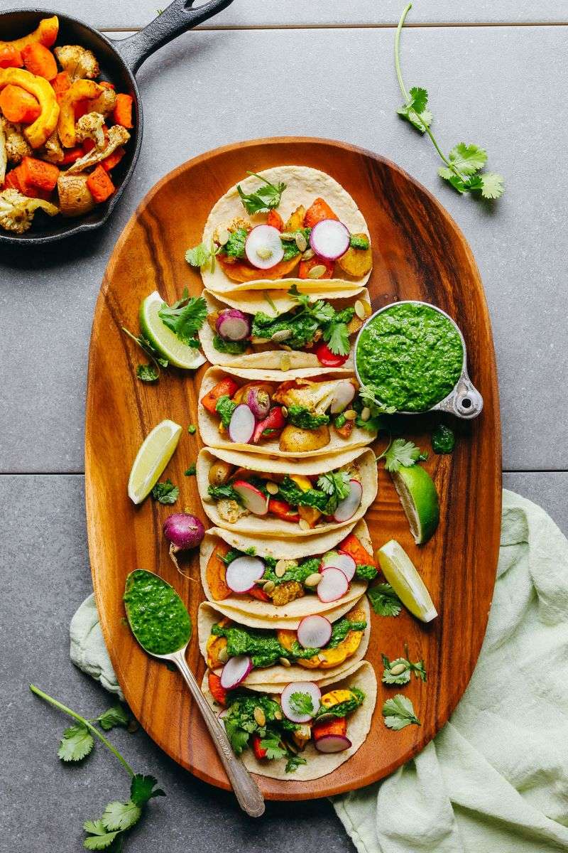 Grilled Veggie Tacos with Lime Crema