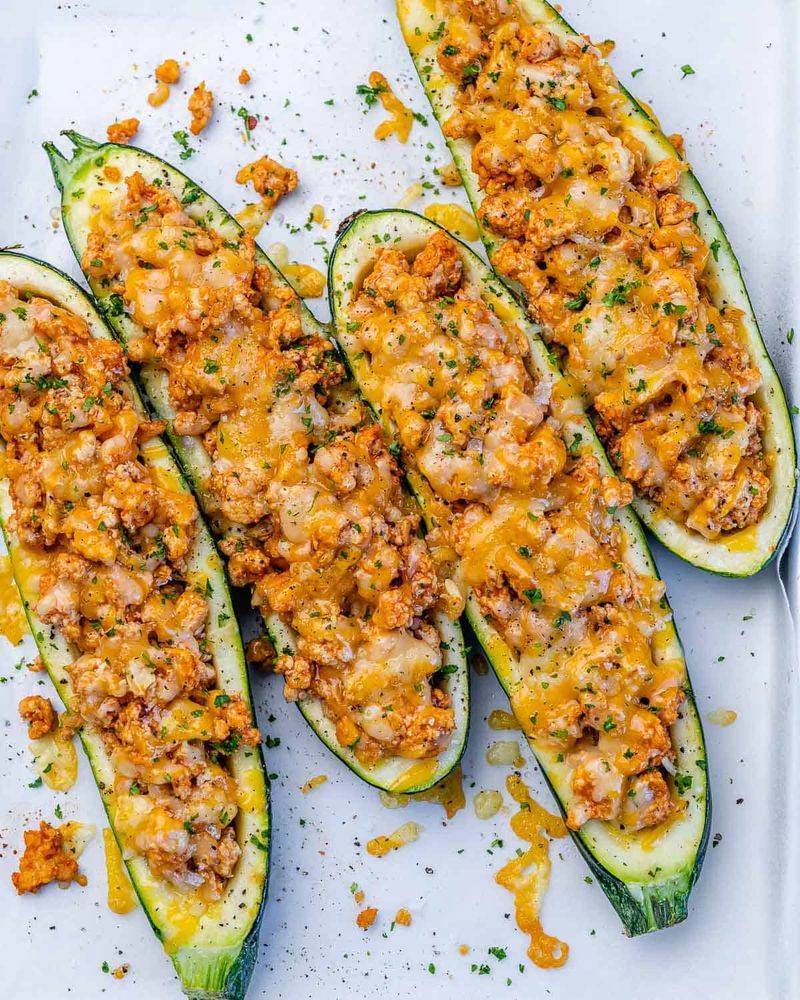 Buffalo Chicken Zucchini Boats
