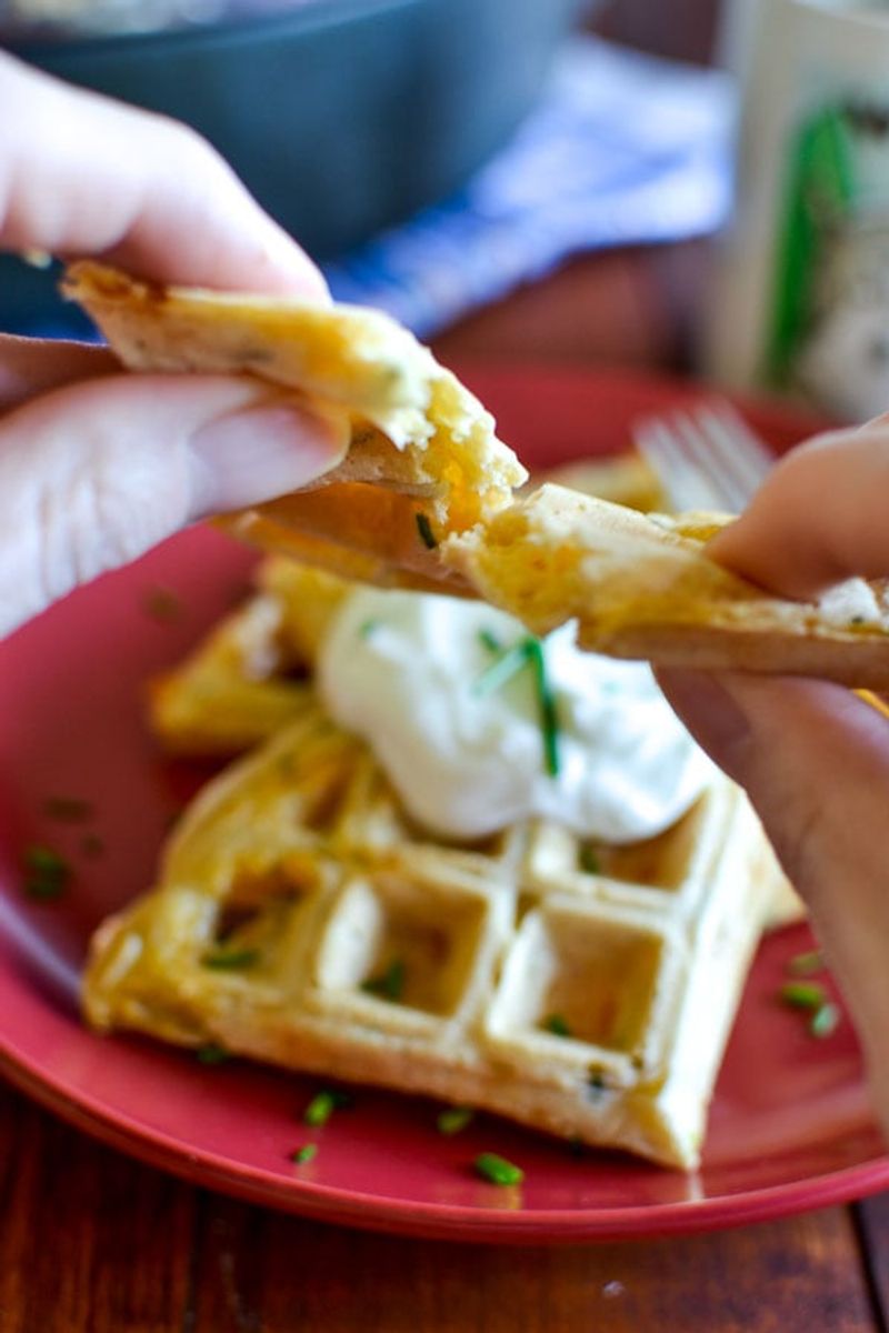 Savory Cheddar and Chive Waffles