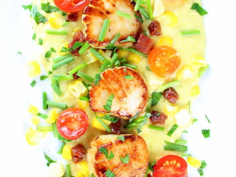 Seared Scallops with Corn Purée