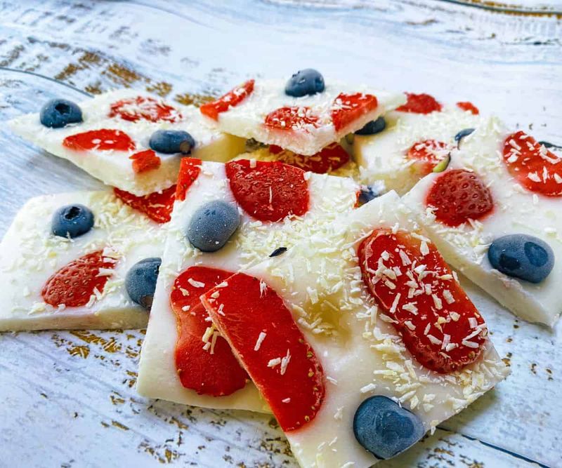 Frozen Yogurt Bark Skewers